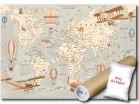 FOTOTAPETA FLIZELINA MAPA ŚWIAT PODRÓŻE 250x175 + klej gratis