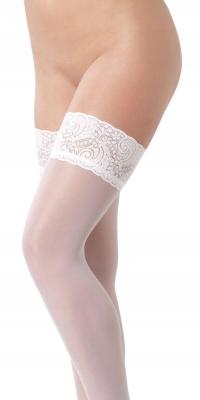 Rimba - Selvsiddende Lange Strømper Med Blonde Kant Hvid