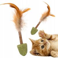 KOCIMIĘTKA zabawka dla kota STOŻEK z kocimiętki z piórkami i patyczkiem