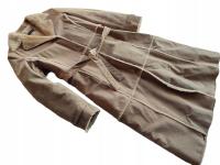 224*SAKI PLUS___DŁUGI NATURALNY KOŻUCH KOŻUSZEK PŁASZCZ 42__SKÓRZANY