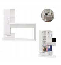 НАБОР СТОЛ С КНИЖНЫМ ШКАФОМ COSMO БЕЛАЯ СОВРЕМЕННАЯ МЕБЕЛЬ ДЛЯ КОМНАТЫ И ОФИСА