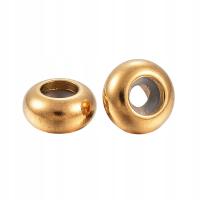 Koraliki Ze Stoperem Stoper Kolor Złoty 7mm Otwór 1mm 5szt Stal Nierdzewna