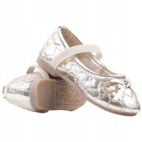 Балетки для девочек с резинкой золотой бант