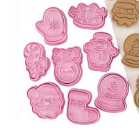 FOREMKI DO CIASTEK PIERNIKÓW BOŻE NARODZENIE zestaw 8szt DOCISKANE STEMPEL