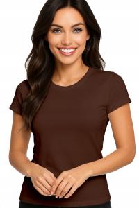 T-shirt damski koszulka damska bawełniana na co dzień czekoladowa