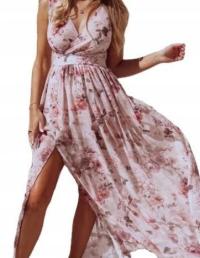 Платье с цветочным рисунком из шифона с воздушной подкладкой и разрезом