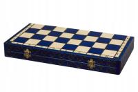 Szachy drewniane Królewskie w kolorze niebieskim (44x44cm)