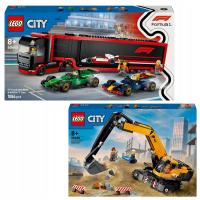 LEGO City 60445 Ciężarówka F1 z samochodami 60420 Żółta koparka