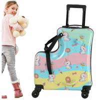 WALIZKA DZIECIĘCA PODRÓŻNA BAGAŻ WÓZEK DLA DZIECI NA KÓŁKACH SZYFR WZORY