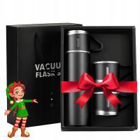 TERMOS 500ml Z 3 KUBKAMI, ELEGANCKI, IDEALNY NA PREZENT KUBEK TERMICZNY