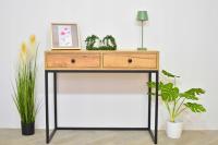 Toaletka - konsola czarny stelaż + szufladki dąb złoty craft - model II