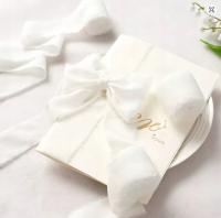 WSTĄŻKA SZYFONOWA BIAŁA RWANA DEKORACJE PREZENTY WESELE ŚLUB 4 cm x 500 cm