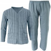Мужская хлопковая пижама с длинным рукавом, Пижама на молнии, брюки XL / XXL