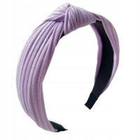 Opaska do włosów fioletowa pastelowa w prążki supeł węzeł turban klasyczna