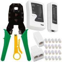 TESTER KABLI RJ45 ZESTAW NARZĘDZI SIECIOWYCH ŚCIĄGACZ ZACISKARKA XXL RJ12