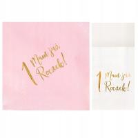 ZESTAW dekoracji stołu na Roczek RÓŻOWY 5% TANIEJ