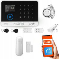 Alarm bezprzewodowy GSM + WiFi z aplikacją TUYA , zestaw , KOSTOR SAD004