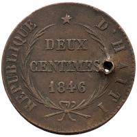 46048. Haiti - 2 centymy - 1846r. (5,5g/26mm) podgięta