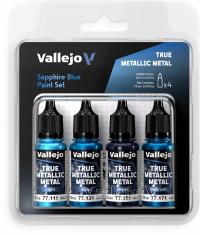 Vallejo 77256 True Metallic Metal Zestaw 4 farb Sapphire Blue