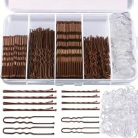 Набор коричневый 300 шт заколки кокетки шпилек 5 6 7 см резинки подарочная коробка