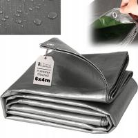 PLANDEKA GRUBA MOCNA PŁACHTA 4X6M UV+ MROZOODPORNA WZMACNIANA NA TARAS 6X4M