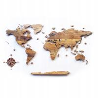 Mapa świata z litego drewna dębowego Sikorka 200x100cm Granice i Podpisy