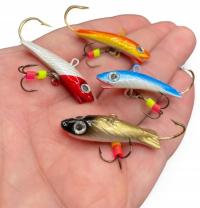 ZESTAW ! MISTRALL POZIOMKA BŁYSTKA PODLODOWA KOMPLET 4CM 12G 4SZT!