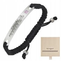 Bransoletka dla Córki z grawerem czarna Prezent na Dzień Dziecka BLINGART