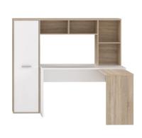 Угловой стол с книжным шкафом NET106 ERBB541, белый / дуб sonoma, FORTE, халява