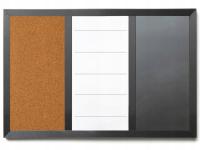 Tablica 3w1 kredowo-magnetyczna, suchościeralna i korkowa w ramie 60x40cm