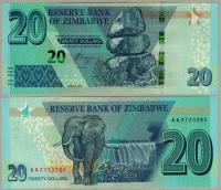 Zimbabwe 20 Dolar 2020 P-104a UNC