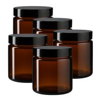 Коричневая стеклянная банка 120 мл с черной крышкой x5