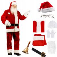 STRÓJ ŚWIĘTEGO MIKOŁAJA Welurowy kostium ZESTAW 9 ELEMENTÓW