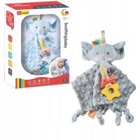 PRZYTULANKA SENSORYCZNA DLA DZIECI SZELESZCZĄCA Z GRYZAKIEM - SŁONIK 0+