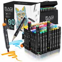 MARKERY ALKOHOLOWE 80 Mazaki Flamastry Pisaki Dwustronne + PODSTAWKA TORBA