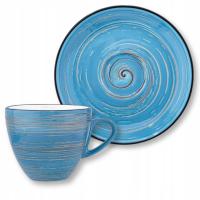 Filiżanka ze spodkiem do kawy PREMIUM niebieska PORCELANOWA 75 ml WILMAX