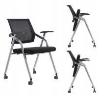 ZESTAW Krzesło składane Konferencyjne na KÓŁKACH 3 Sztuki Spaetronik czarne