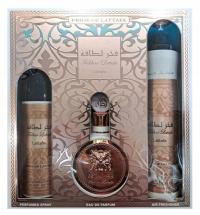 Zestaw Perfum Lattafa Fakhar Rose dla Kobiet: EDP 100ml + Deo + Air Freshen