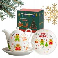 ZESTAW ŚWIĄTECZNY - IMBRYCZEK Z FILIŻANKĄ I TALERZYKIEM - WZÓR 1