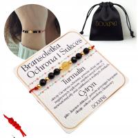 Bransoletka ochronna TURMALIN CYTRYN na czerwonym sznurku srebro 925 MAKRAM