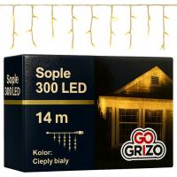 SOPLE 300LED LAMPKI CIEPŁE WISZĄCE 14M ZEWNĘTRZNE WEWNĘTRZNE +FLASH KURTYNA