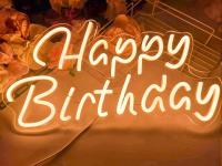 Tablica Neon LED Happy Birthday Urodziny Pilot Lampka Nocna