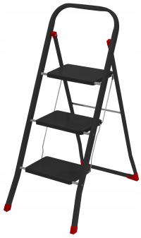 Drabina drabinka 3 stopniowa schodek kuchenna CZARNA Arco3