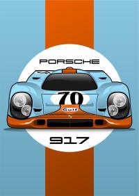 Plakat PORSCHE 917 GULF LEMANS format A3