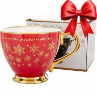 Kubek filiżanka świąteczna w pudełku porcelana duży na prezent świąteczny
