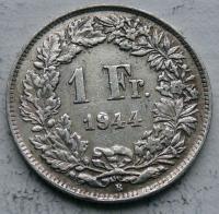 SZWAJCARIA - 1 frank 1944 r. - B - srebro Ag