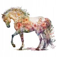 Naprasowanka Koń kwiaty rośliny sztuka 24 do 15cm