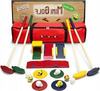 DREWNIANY ZESTAW DO GOLFA DLA DZIECI - ZABAWKA NA PLAC ZABAW I DO OGRODU