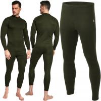 Getry Kalesony Spodnie Termoaktywne Długie Męskie Ocieplane KHAKI Dawi
