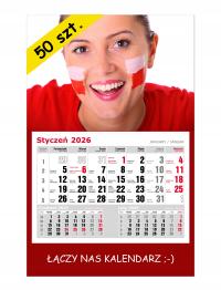 Kalendarz 2026 reklamowy jednodzielny z nadrukiem firmowy logo 50 szt.